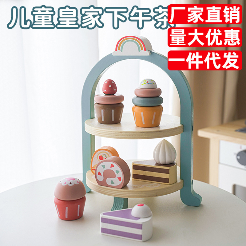 Juguetes de madera para niños y niñas, postres, helados, helados, juguetes de madera