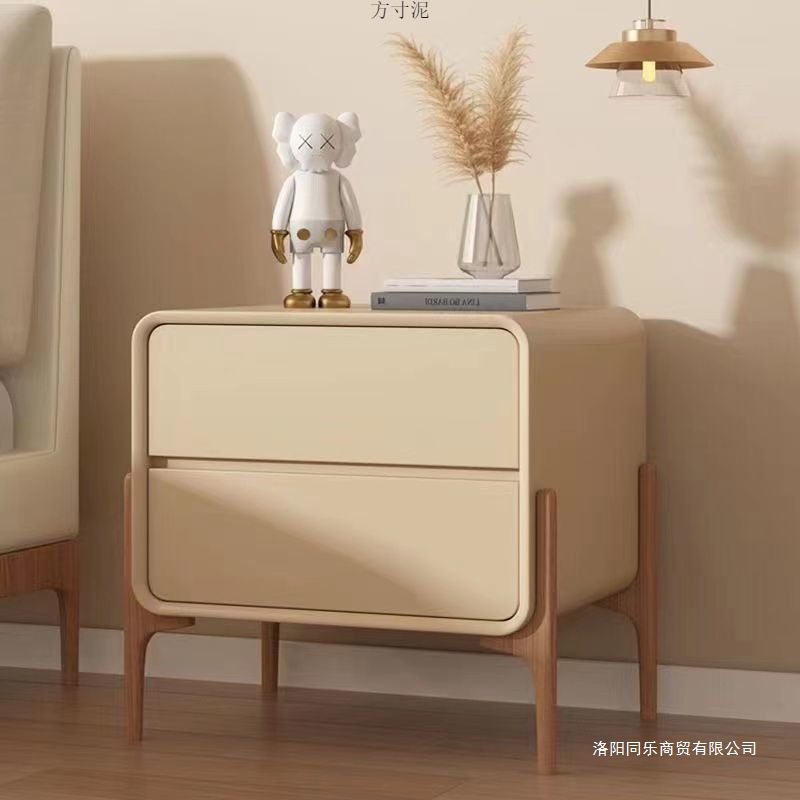 Mesita de noche de instalación gratuita, dormitorio, hogar, lujo ligero, minimalista, multifuncional, armario de noche para el hogar, fábrica de armario de almacenamiento de estilo crema