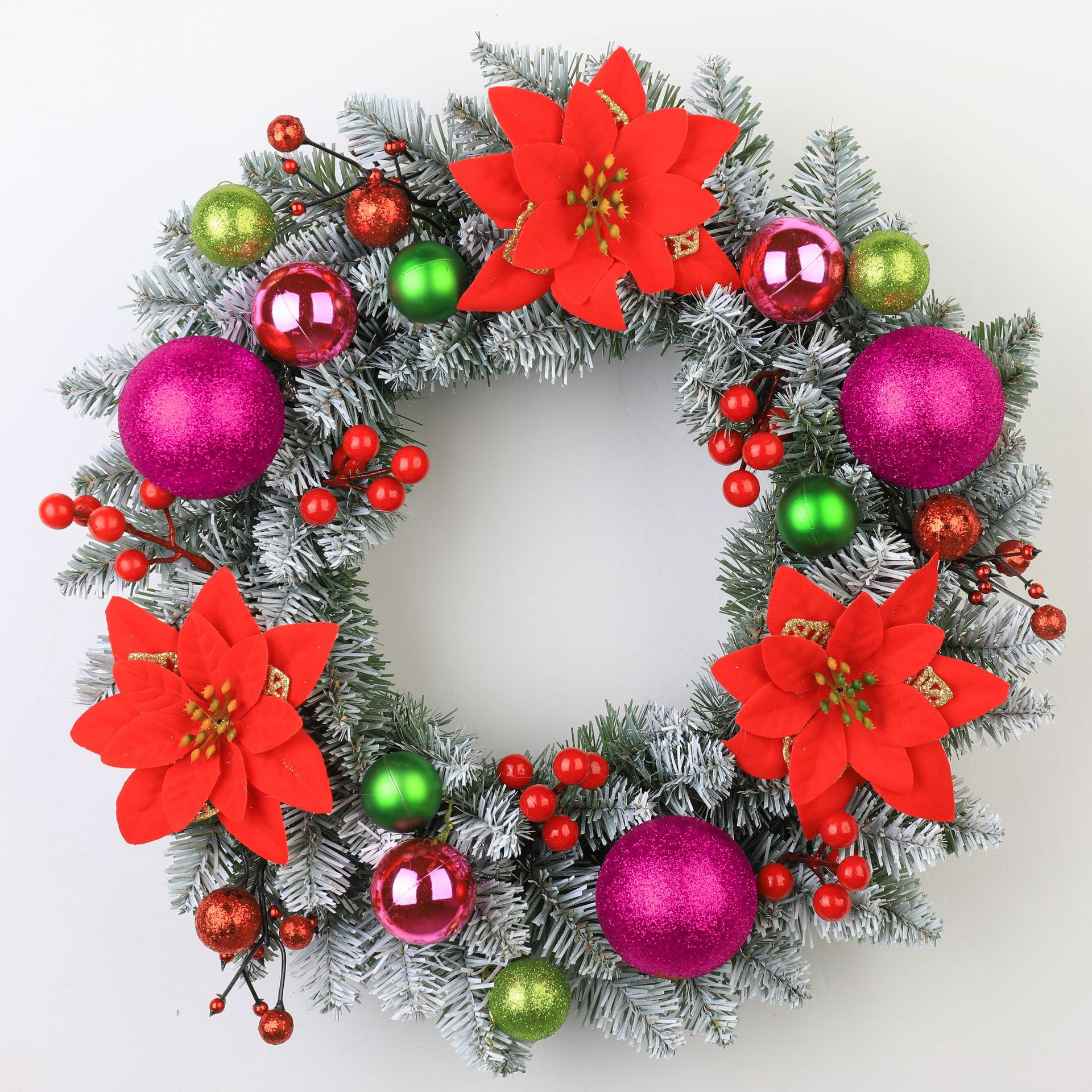 Corona navideña de 40/50/60 cm, decoraciones artificiales para colgar en ventanas y puertas, decoración para escenas navideñas, lazo de tela, árbol de Navidad, conos de pino
