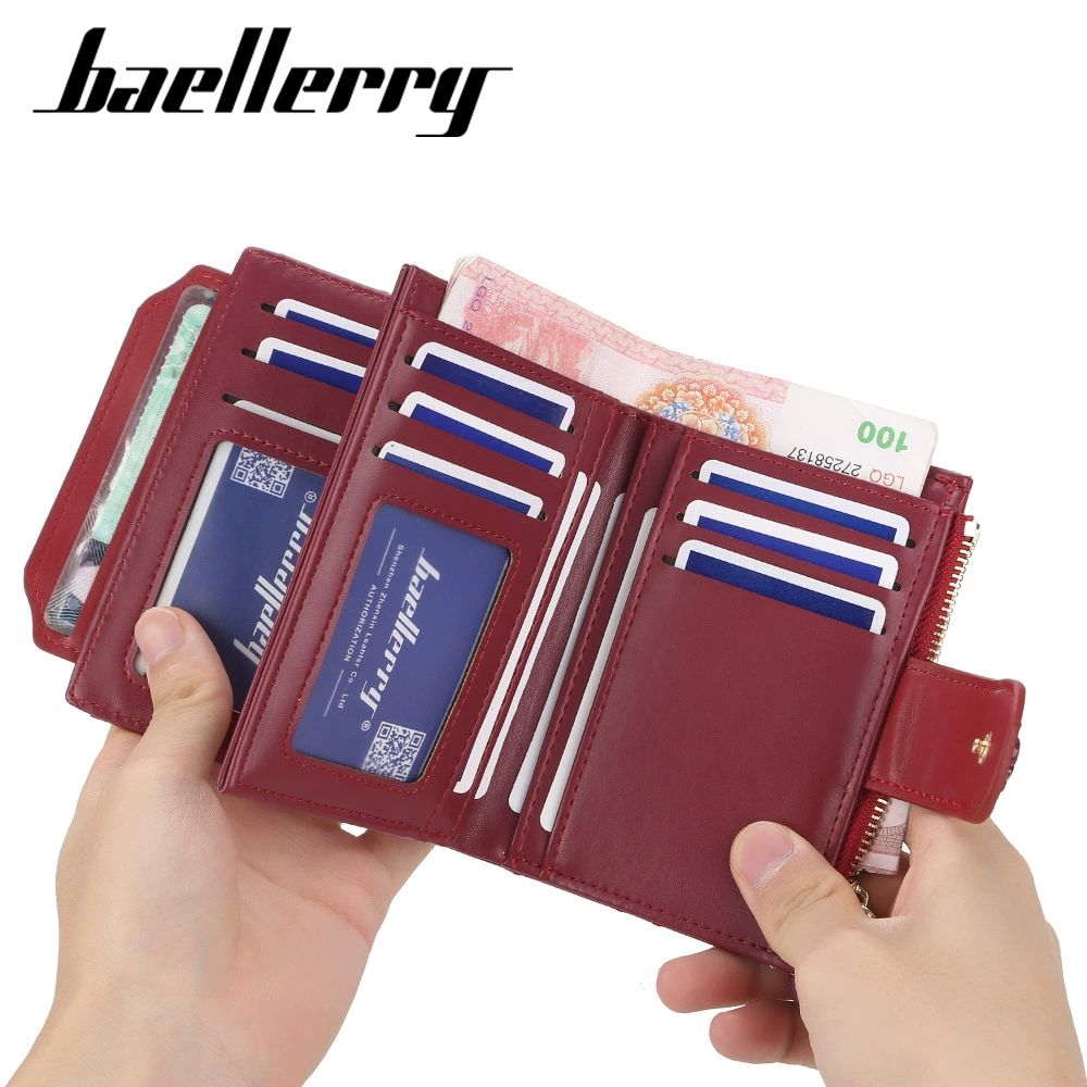 Wallet (baellerry) diamond-quilted pattern, capacious card holder, compact 12.7×10×2.5 cm