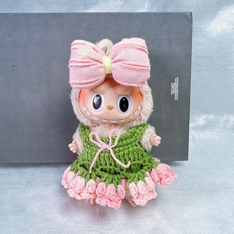 ウール編み LABUBU ラブブヘアピン ヘアバンド ベビー服 帽子 人形 交換用よだれかけ アクセサリー|undefined