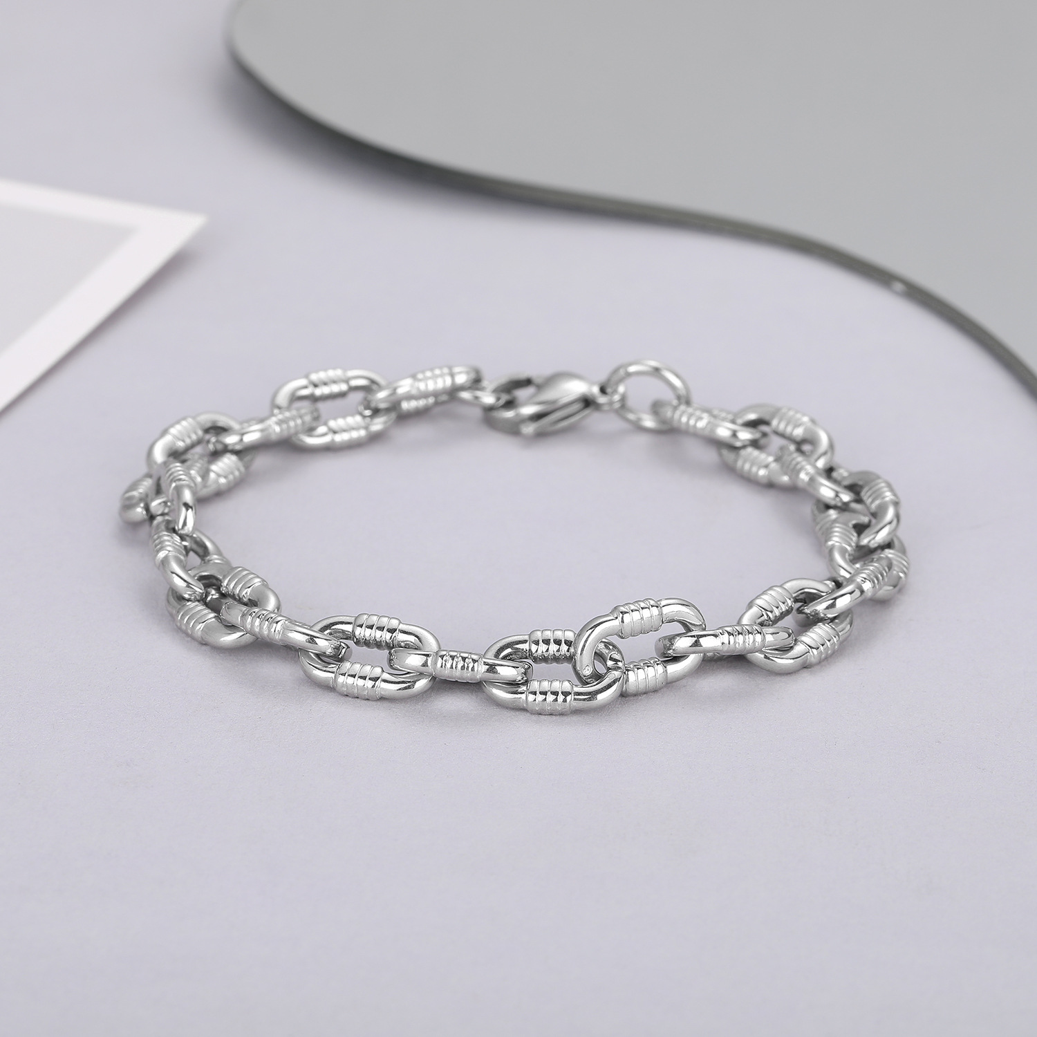 Vintage Style Titanium Steel Geometric Plating Men's Bracelets Necklace display picture 4