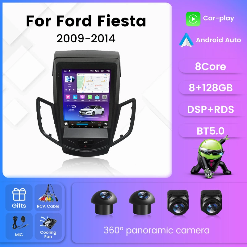 Подходит для Ford Fiesta 2009-2014, модифицированная система Android, камера заднего вида, Android, Bluetooth, GPS-навигация, экран