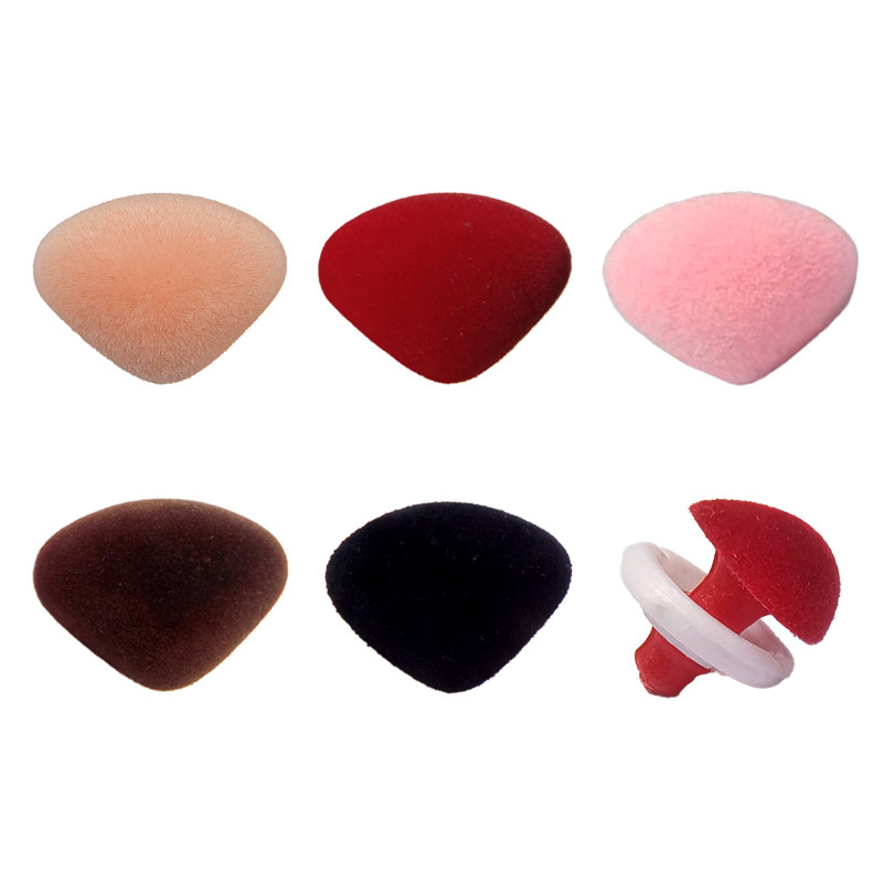 Foreign trade animal flocking nose triangle nose bear plush rabbit art nose handmade DIY doll doll toy accessories