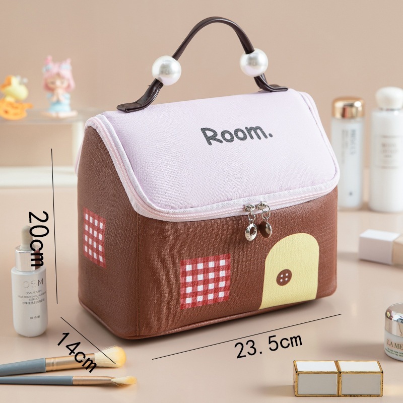 かわいい家の化粧バッグが柔らかい手提げ収納袋アニメ携帯収納バッグが大容量で洗面バッグを厚くする|undefined