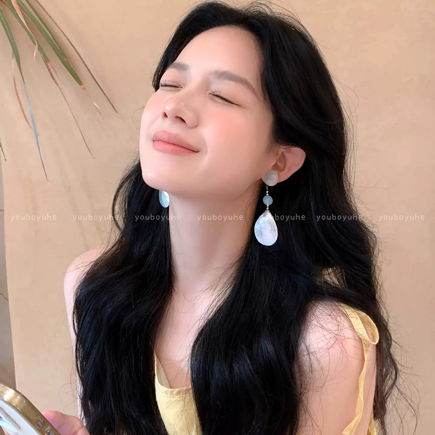 海边拾贝~夏日天然贝壳流苏耳环女适合旅游度假的高级感耳钉耳坠