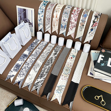 D丝巾长条真丝女绑包丝带细窄高级感桑蚕丝束发带复古领巾小飘带