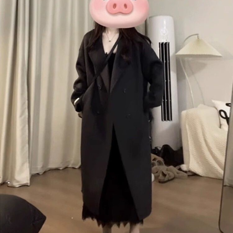 感毛呢外套呢子大衣女秋冬新款加绒加厚赫本风中长款小个子女|undefined