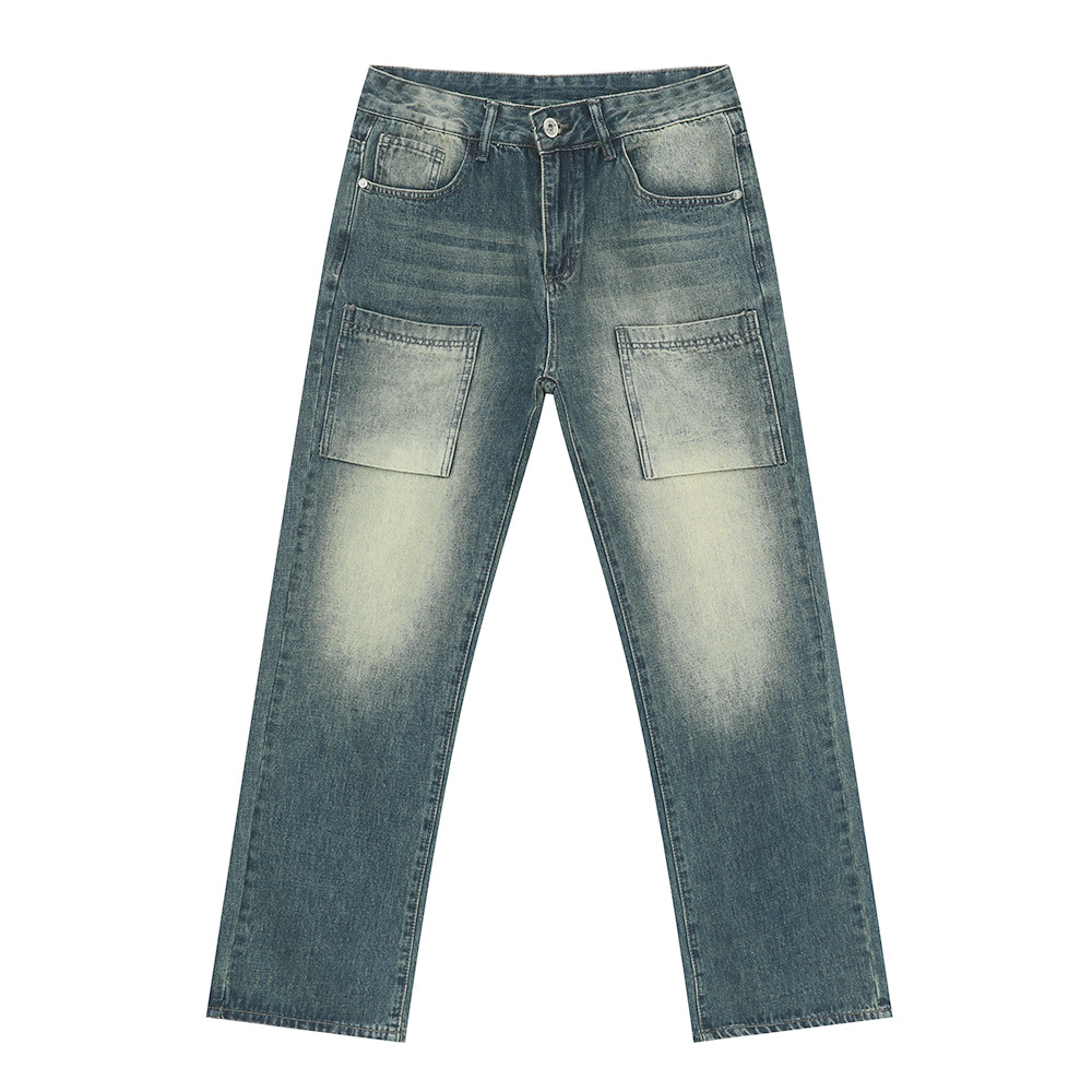 MTLCLOTHES Hombres| 2024 verano nuevos productos de Xiaozhong Gao Street multi-bolsillo diseño de empalme sensación de moda jeans