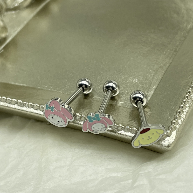 Fashion Rabbit Titanium Steel Plating Tongue Nail 1 Piece