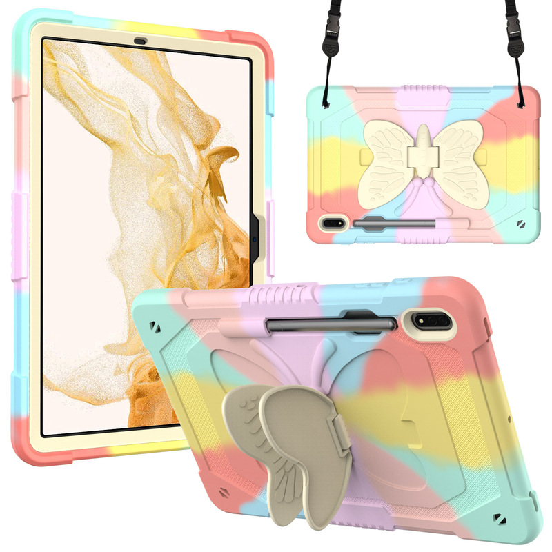 New Samsung Tab S9 X710 Butterfly Color Silicone Beige PC Stand S8Plus Protective Cover New Samsung Tab S9 X710 Butterfly Color Silicone Beige PC Stand S8Plus Protective Cover