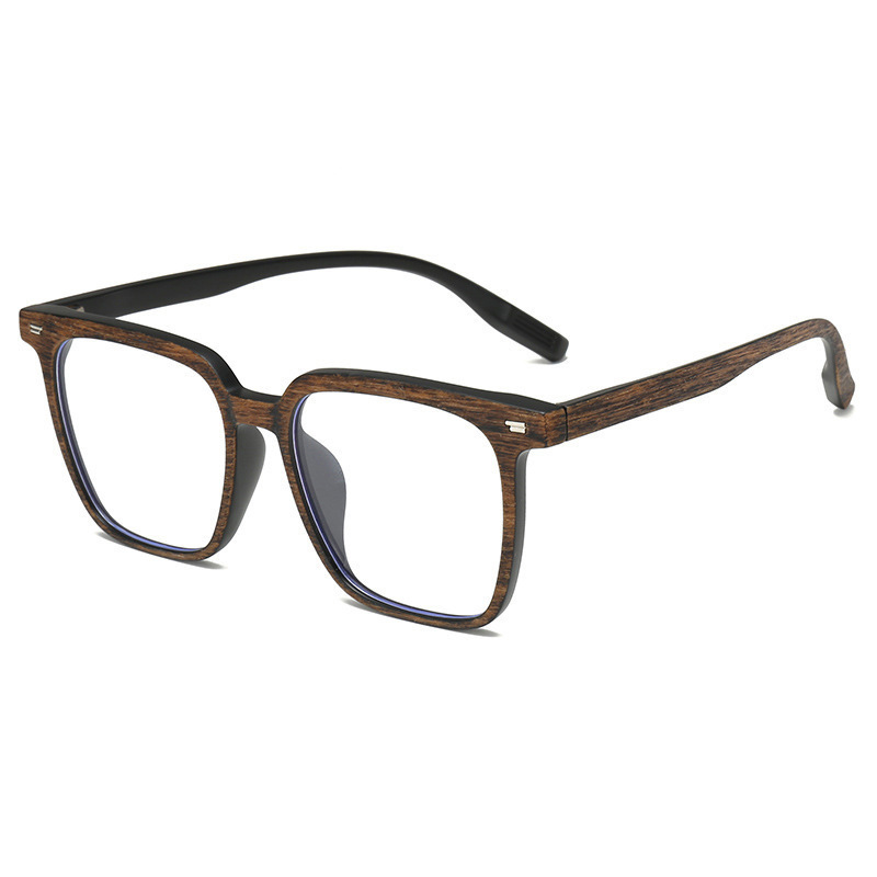 New Men's Cross-Border Wooden Frames, Women's High-End Anti-Blue Light Glasses, Square Frames, Plain and Versatile Glasses Frames Wholesale