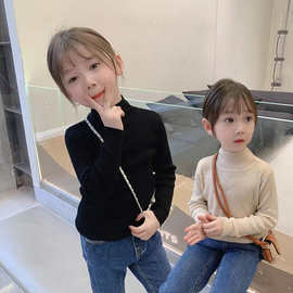 女童毛衣2025秋冬新款女宝宝针织衫休闲百搭上衣半高领保暖打底衫