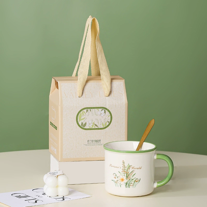 Ceramic towel, creative spoon, tower, tea cup, gift box, orchid, Birthday gift