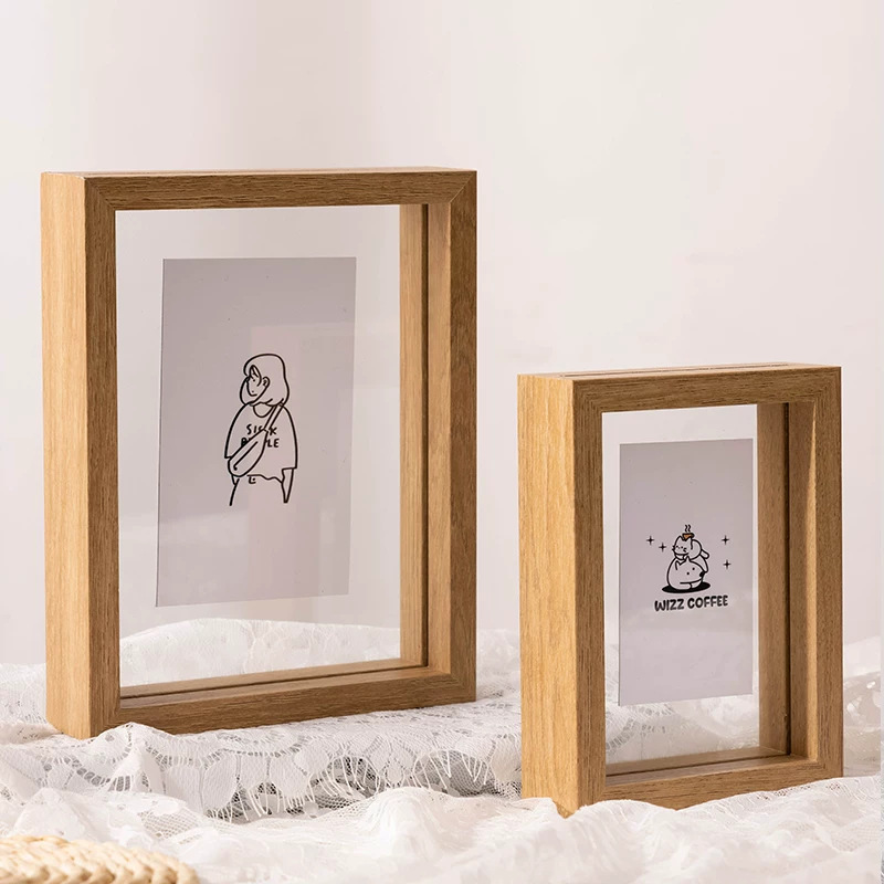 Double-sided transparent glass photo frame display stand wholesale plant specimen frame MDF photo frame display stand European style DIY picture frame