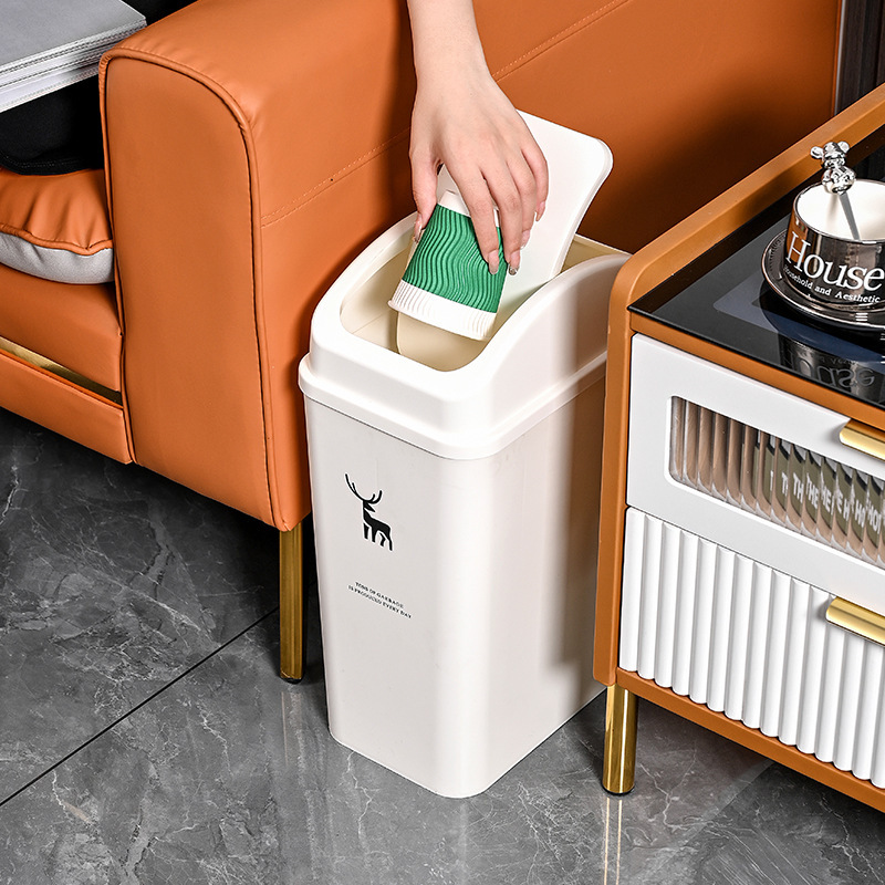 Capacious plastic garbage can for home use
