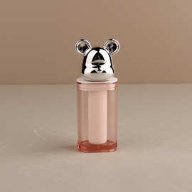 双套筒小熊唇釉管镀银透粉色唇釉管腮红高光眼霜精华液包材