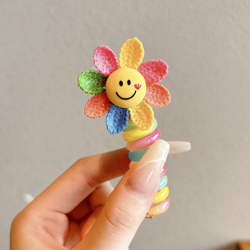 Primavera línea telefónica anillo de cabello cuerda cabeza nuevo artefacto de cabello trenzado colorido lindas estrellas burbujas trenzas adornamientos para el cabello de niños