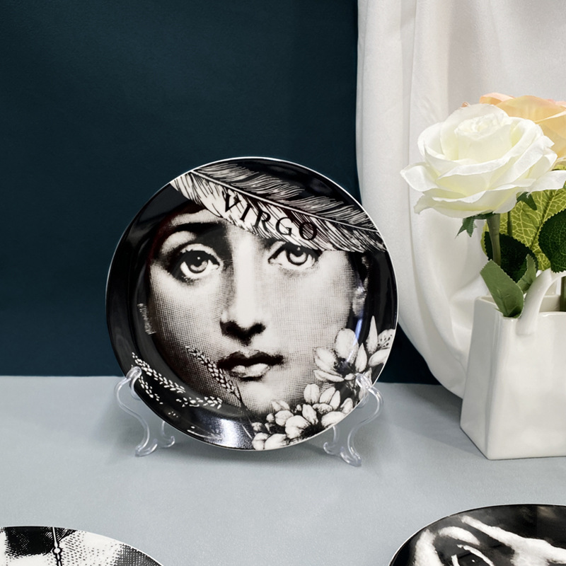 Cross-border figure wall hanging face disc pendant home decoration wall decoration Italian goddess living room decorative art plate