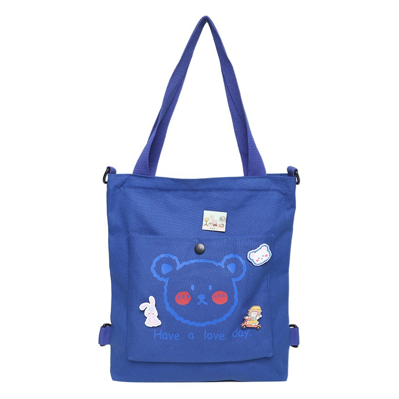 New three-use large-capacity canvas make-up bag simple student canvas bag small fresh art handbag carrying book bag
