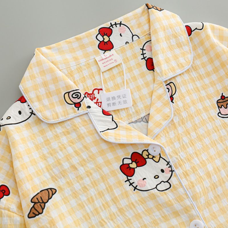 Douyin texto cifrado pantalones de manga larga pijamas mujer nube algodón primavera y verano celebridad de Internet pequeño libro rojo cómodo y dulce servicio a domicilio de dibujos animados