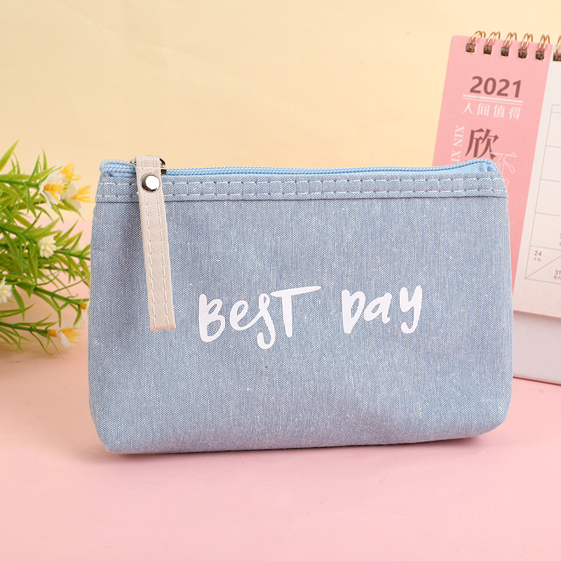 Estilo coreano ins chica cambio de corazón bolsa de almacenamiento simple bolsa de cosméticos portátil estudiante viaje color sólido cremallera bolsa de lona