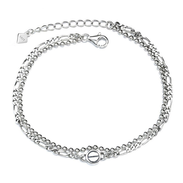 Bracelet, universal chain, fashionable jewelry, silver 925 sample, Japanese and Korean, simple and elegant design, Birthday gift