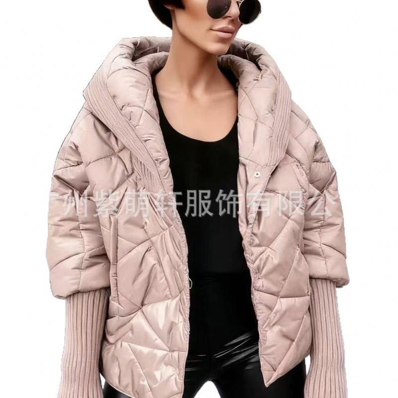2025跨境欧美女装秋冬新款菱形格派克服休闲长袖棉服外套夹克批发|undefined