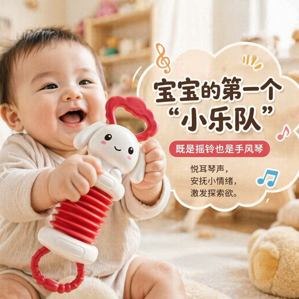 Cross-border baby accordion toy, baby rattle, crib toy, musical instrument to help babies expend energy and fall asleep