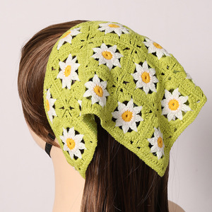 The hair with crochet small pure and fresh and fashion belt headcloth headband elastic flower headband