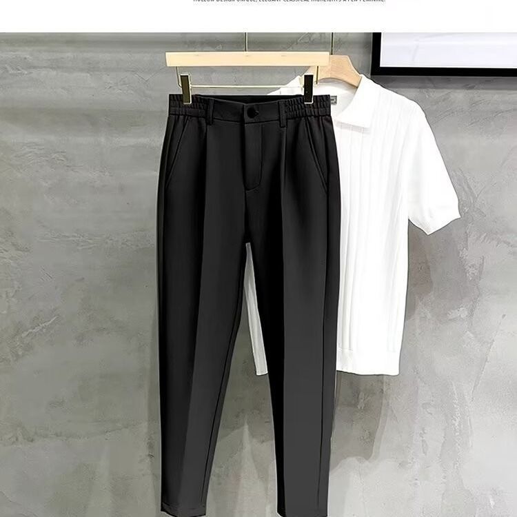 Spring and Autumn New Men's Suit Pants, Slim Fit Tapered Pants, Loose Versatile Suit Cropped Trousers