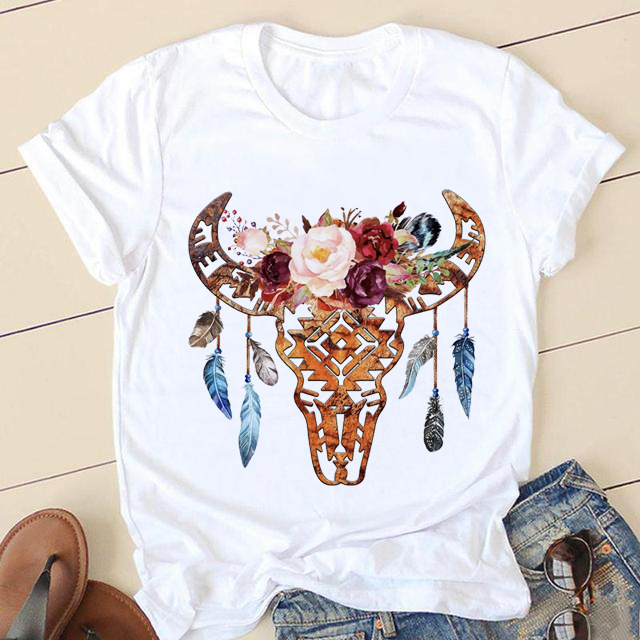 Women's T-shirt Short Sleeve T-shirts Printing Casual Letter Skull display picture 5