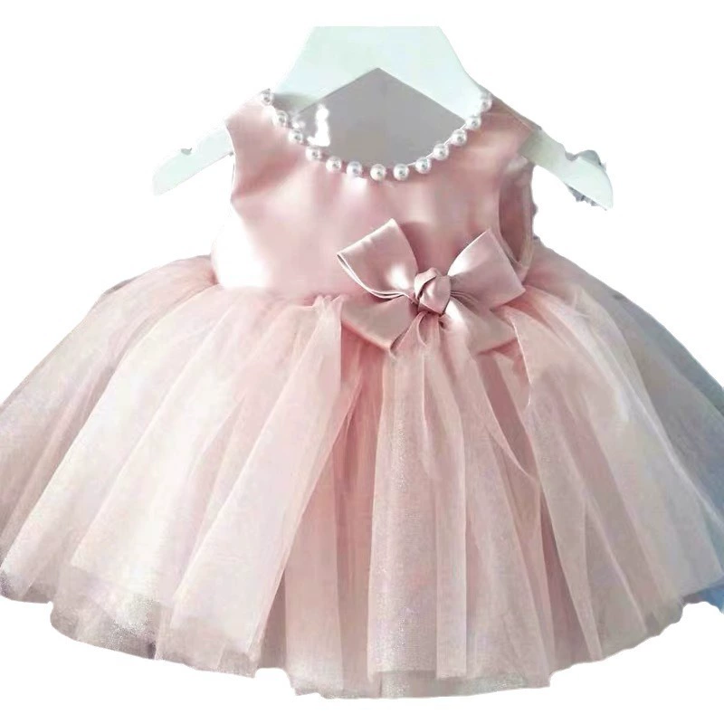 Fuchsia cute dress girl's with bow, children's skirt, small princess costume, European style, wholesale