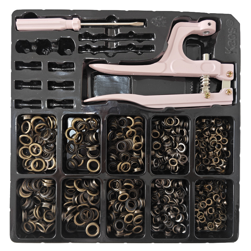 Juego de herramientas de instalación de hebilla de ojo de gas, hebilla de ojo de pollo redonda de cobre puro, 600 juegos de caja de regalo, comercio electrónico transfronterizo, derechos de autor exclusivos