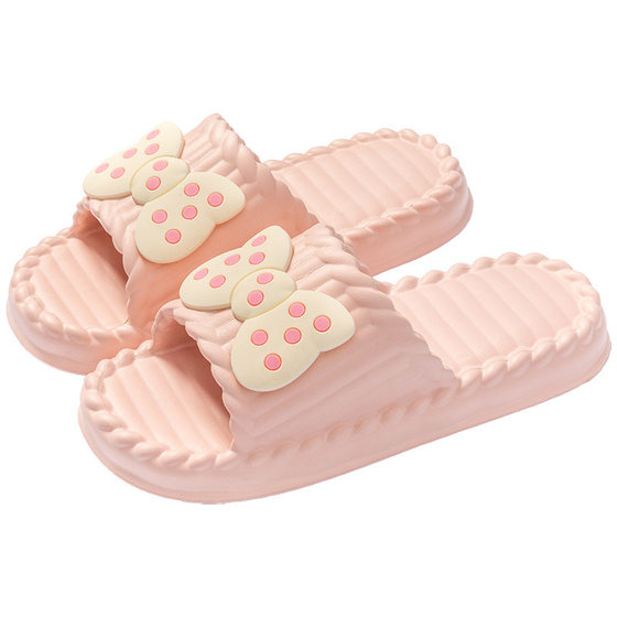 Slip-on Slippers Women's Summer Home Indoor 2024 New Thick-soled Household Bathroom Non-slip Slippers for Outer Wear