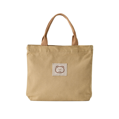 Niche Japanese canvas handbag, large-capacity commuter lunch bag, simple and versatile storage bag for office workers