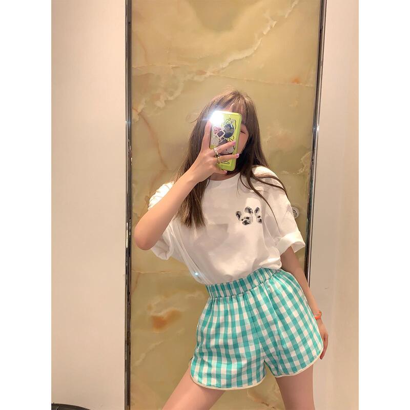 [in stock] MS Shorts Women's New White Long Leg Leather Bag Edge Sports Shorts Casual Hot Pants