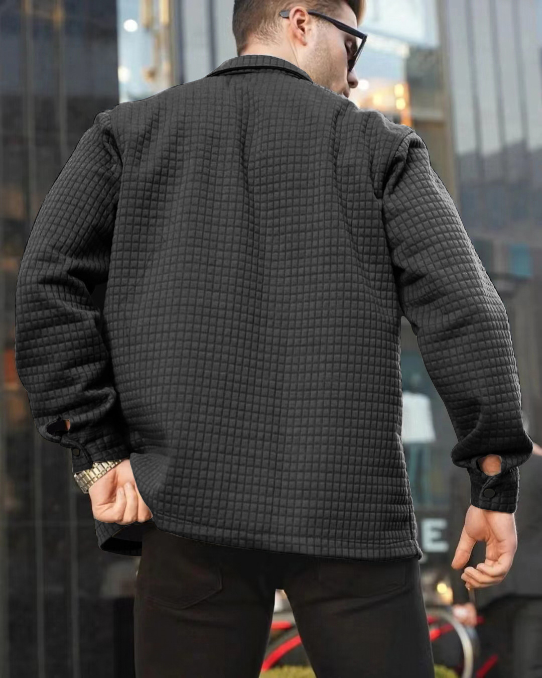 Herren neue Mode lässig große Strickjacke kleine quadratische Langarmjacke_voghion.com