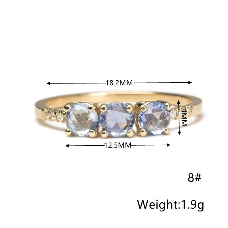 18k Fashion Light Blue Inlaid Zircon Copper Ring Wholesale Nihaojewelry display picture 3