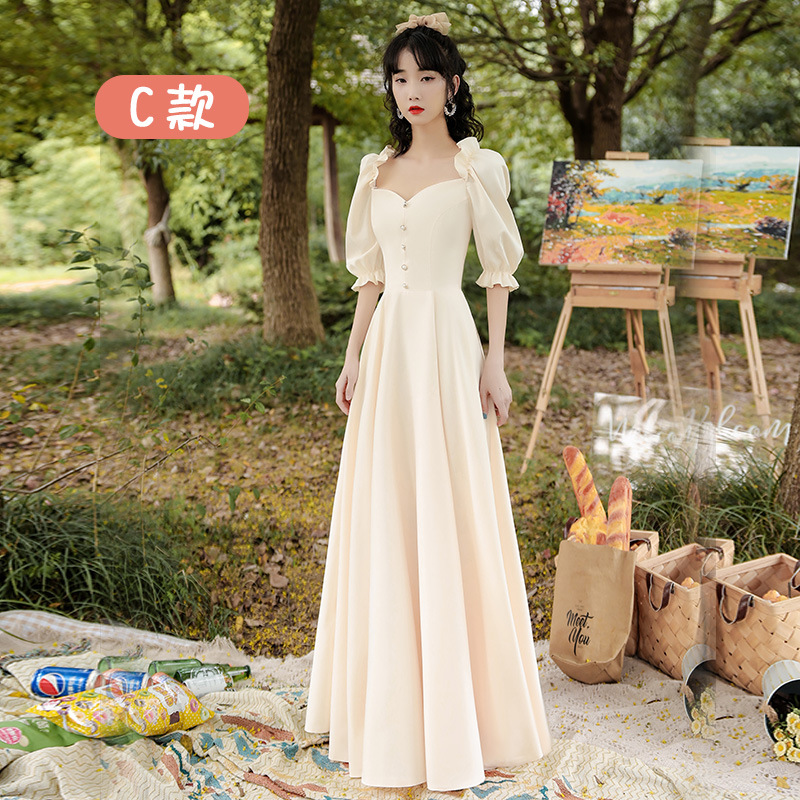 Vestidos de dama de honor de verano 2026, nuevo estilo casual, vestidos de hermana, de manga larga, que estilizan y favorecen la figura, vestidos de grupo para damas de honor.
