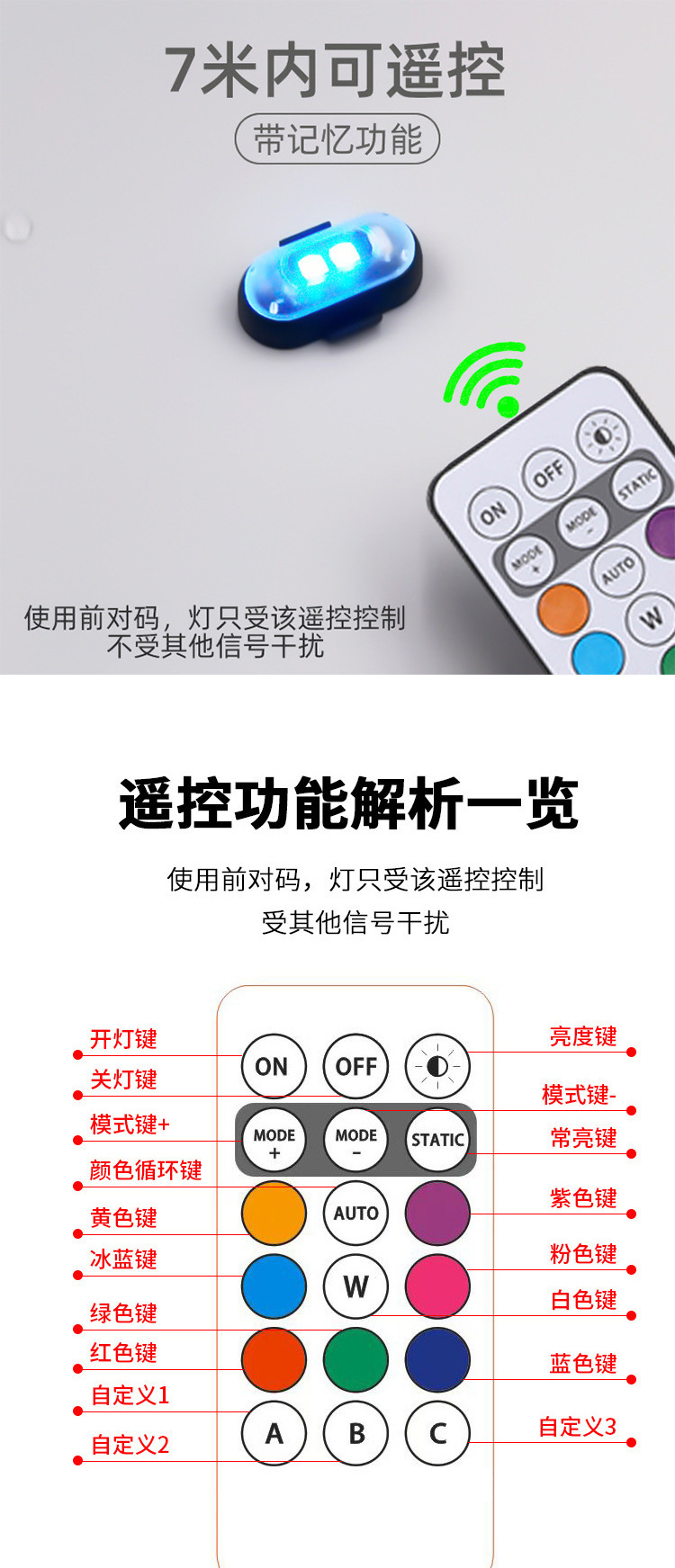 Car Internet Celebrity Motorcycle Aircraft Lights Flashing Lights Pilot Lights Electric Vehicle Wireless Remote Control Colorful Warning Lights Pilot Lights