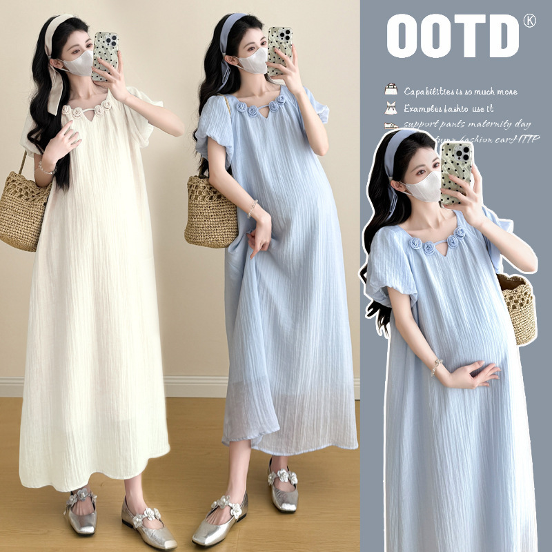 Maternity Summer Dress 2026 New French Style Elegant New Lazy Style Loose Sweet Fairy Summer Dress