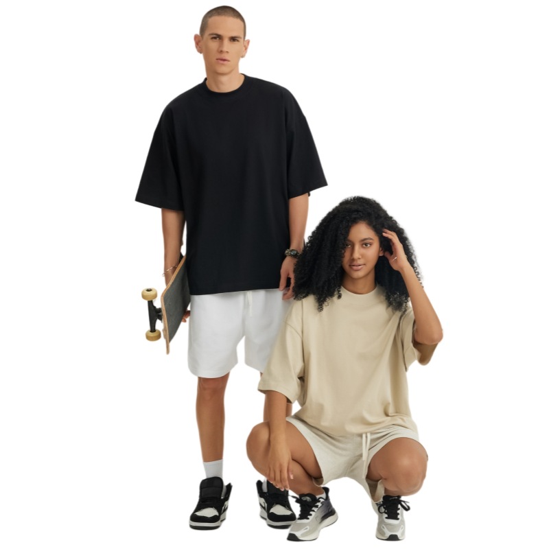 LVLV ropa de Hombre | Hombres de hilo ancho camiseta Niebla manga corta High Street hombres y mujeres pareja tierra color nicho marca de moda americana