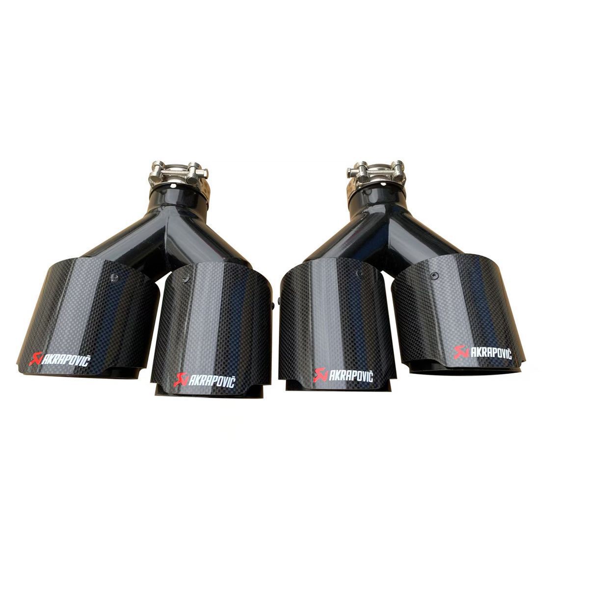 General Motors modified and upgraded one-in-two stainless steel muffler tailpipe, Akrapovic carbon fiber dual outlet exhaust pipe