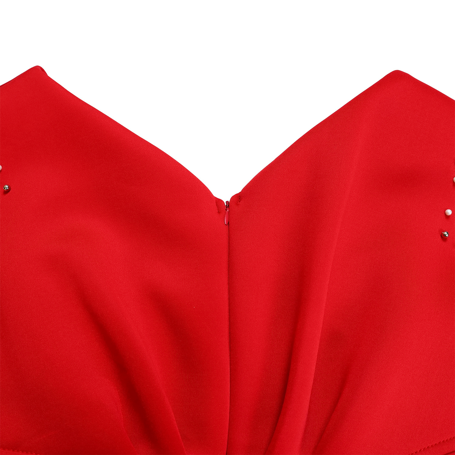 Robe de soirée sexy à col en V et à volants avec fente perlée, robe de banquet de tempérament de célébrité_voghion.com