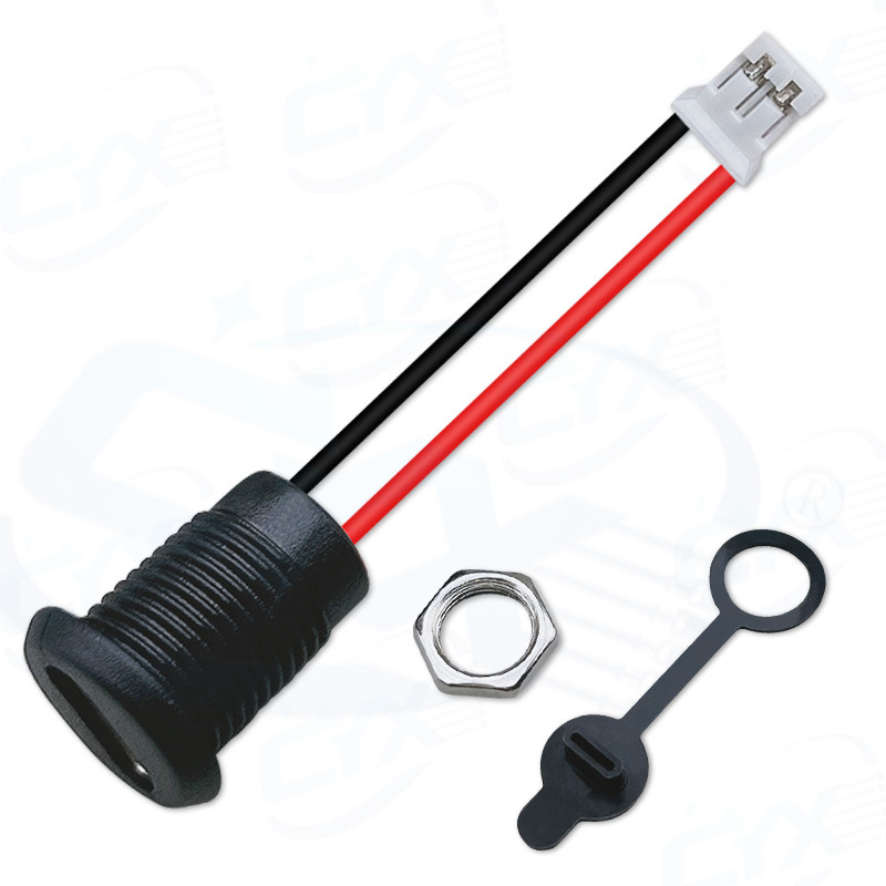 TYPE C 2P帶鎖外螺牙黑色帶塑膠圈