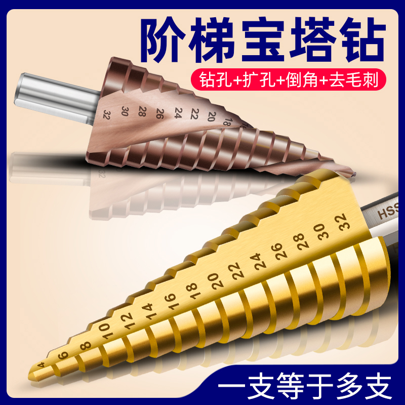 宝塔钻头开孔扩孔器打孔神器不锈钢金属专用阶梯钻头高硬度万能转