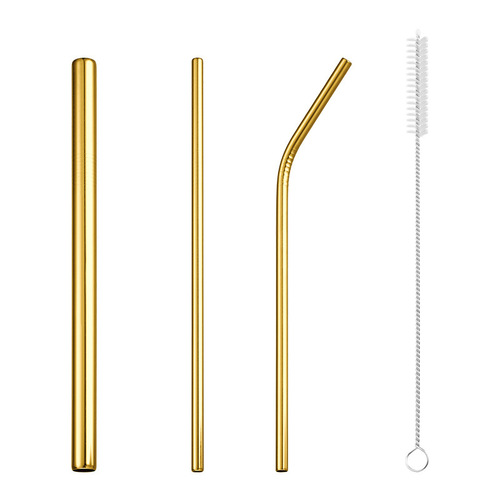 304 stainless steel straw anti-wrinkle milk tea beverage coffee color drinking straw metal straight straw set wholesale manufacturer