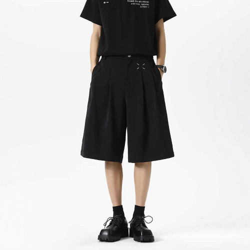 US Retro Drop-Waist Suit Shorts for Men 2025 Summer Loose Plus Size Casual Western Pants for Boys Five-Finger Pants