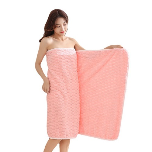 Coral Velvet Cloud Pattern Bath Towel Set of 4 Absorbent Soft Shower Solid Color Towels Bath Cap Bathroom